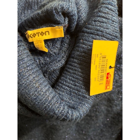 NWT Koton Royal Blue Shimmer Cowl Neck Tunic Sweater Size XL - Picture 3 of 4